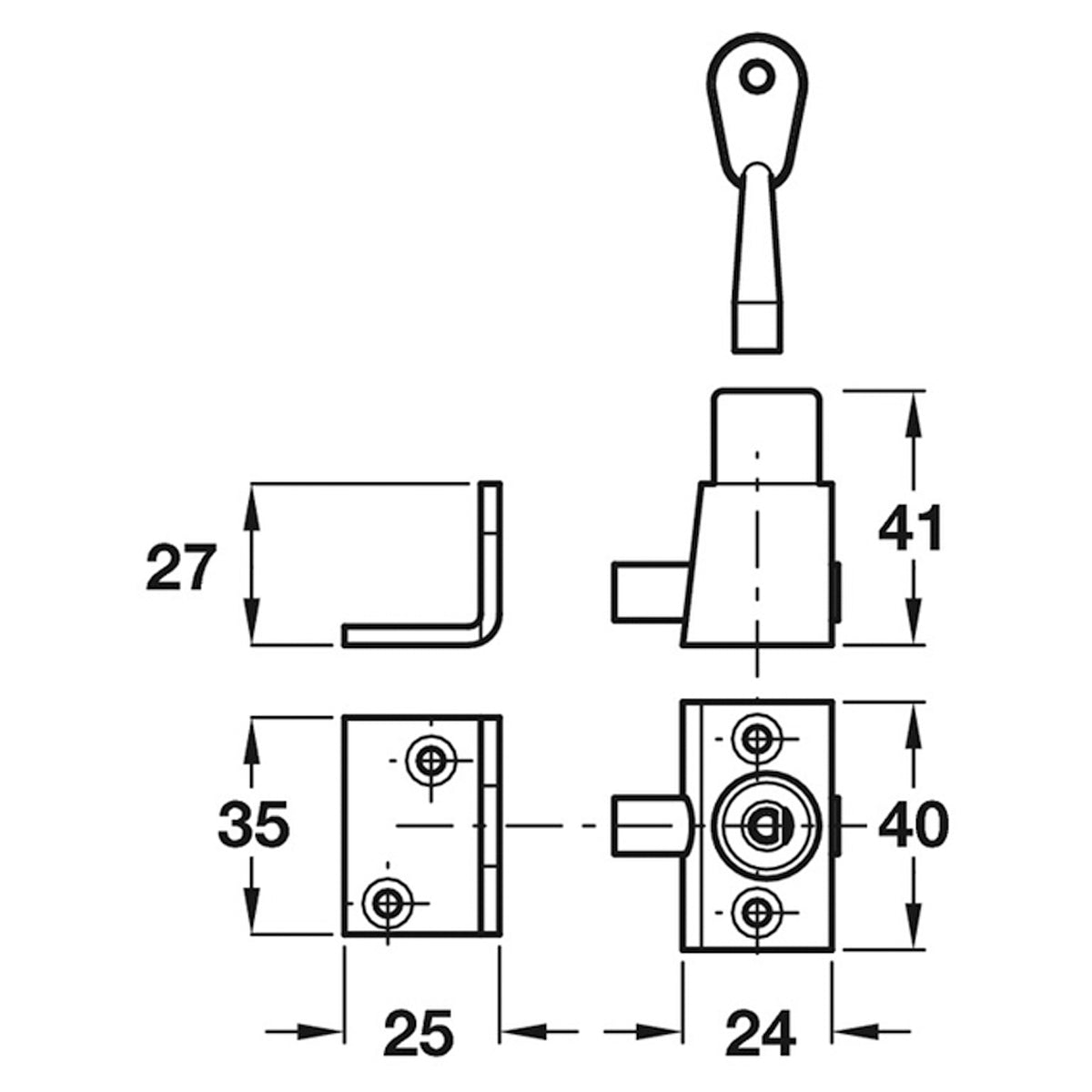 SASH WINDOW BOLT+KEY WHITE