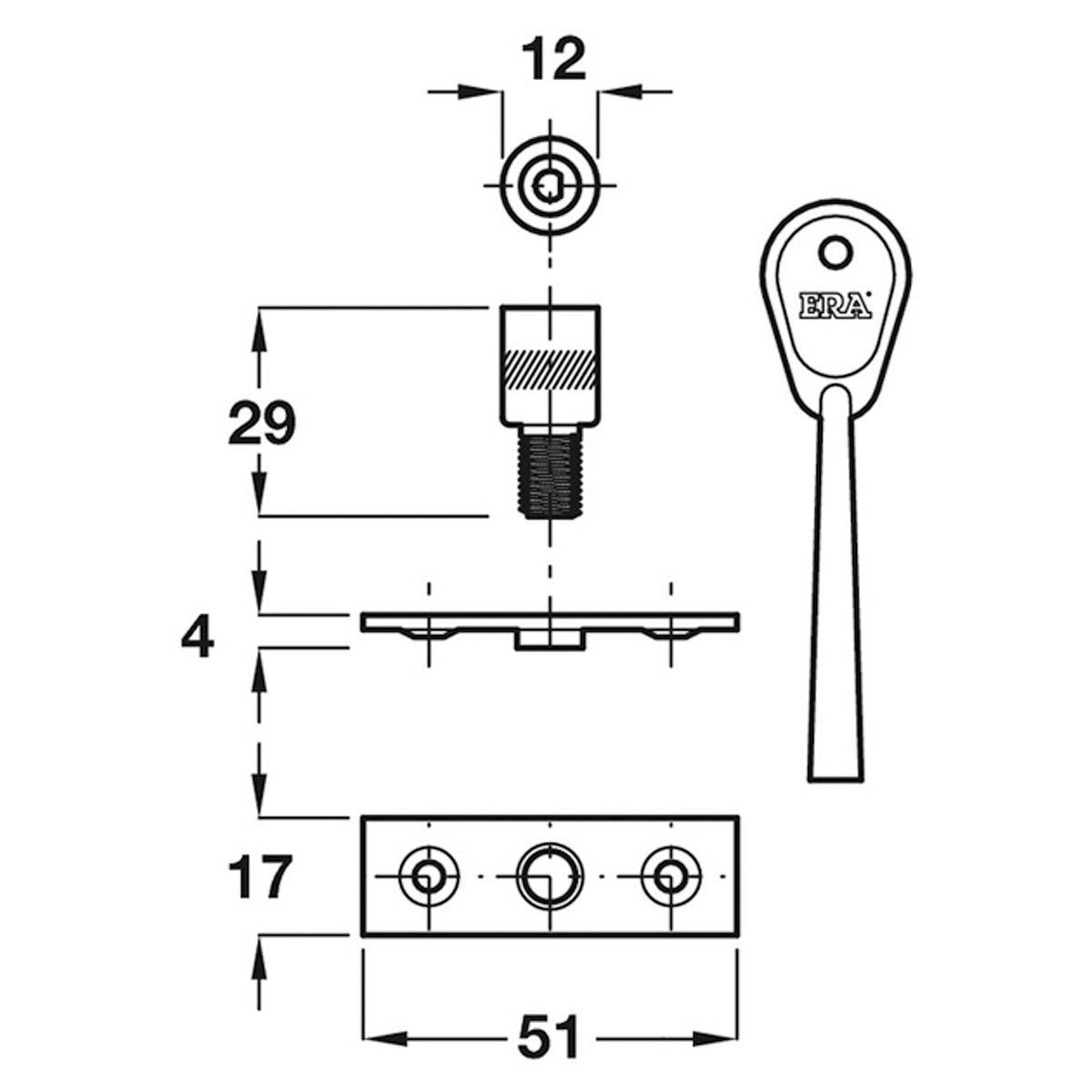 SASH WINDOW LOCKS+KEY SATIN
