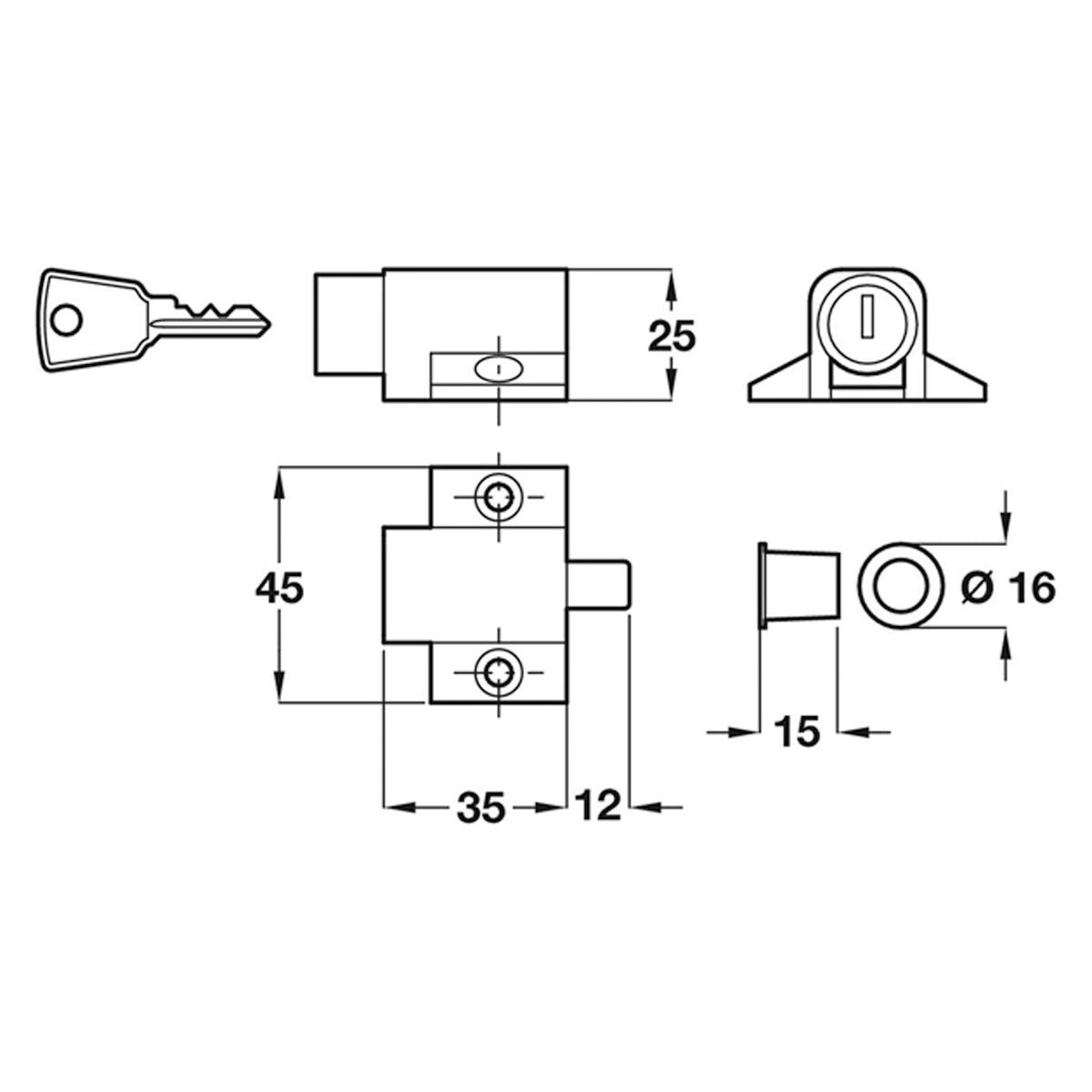 PATIO DOOR LOCK ST/SILVER