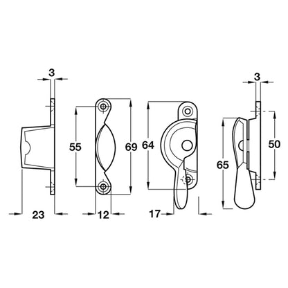 SASH FASTENER FITCH BRS/POL