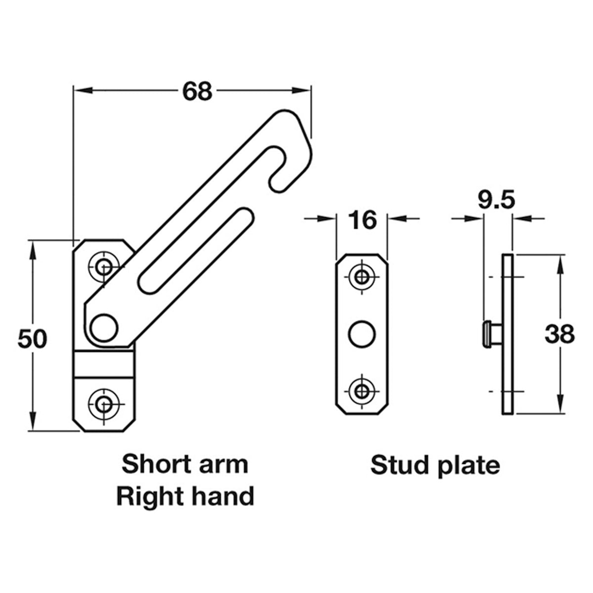 CONCEALED RESTRICTOR SHORT RH ST/ST