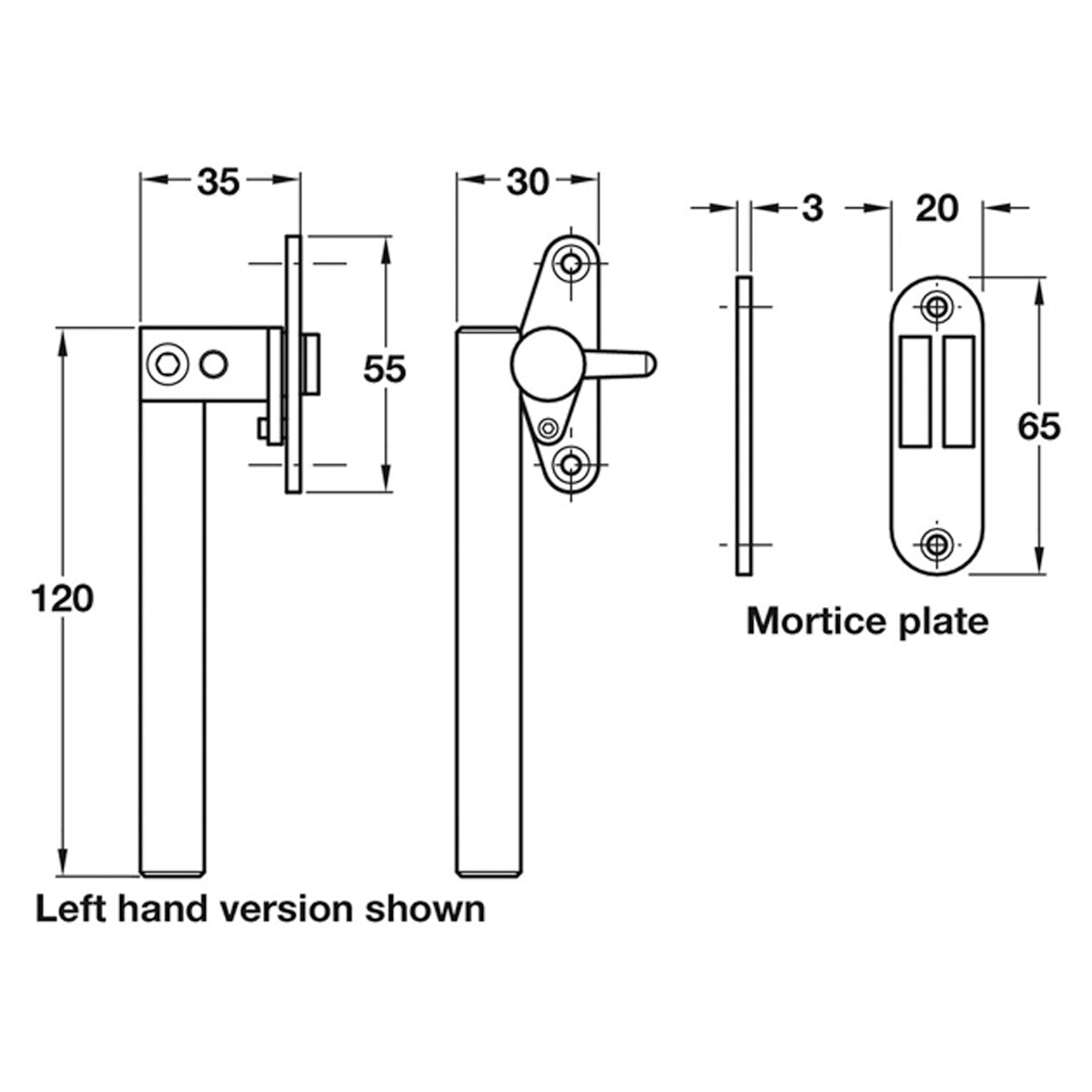 CASEMENT FASTENER RND BAR LH SSS