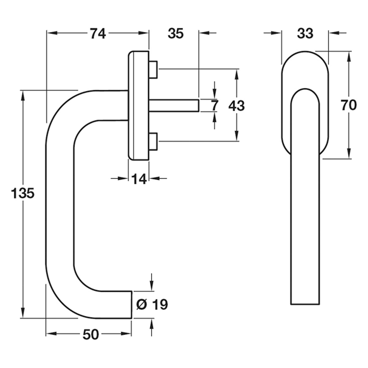 SARIA-K  WINDOW HANDLE 7 SSS