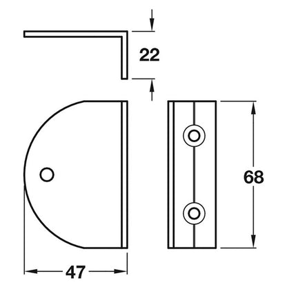 Open Sided Bracket Set 17-21mm Satin Anodised Aluminium