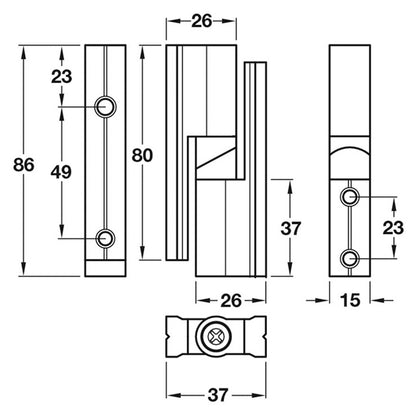 Hinge Set Heavy Duty 17-21mm Satin Anodised Aluminium