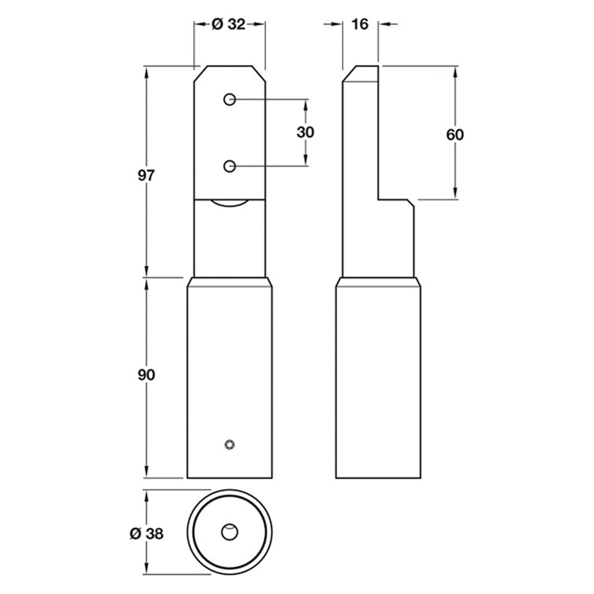 Partition Support Leg Adjustable 17-21mm Satin Anodised Aluminium