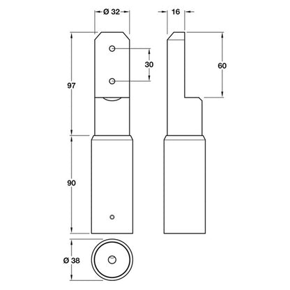 Partition Support Leg Adjustable 17-21mm Satin Anodised Aluminium