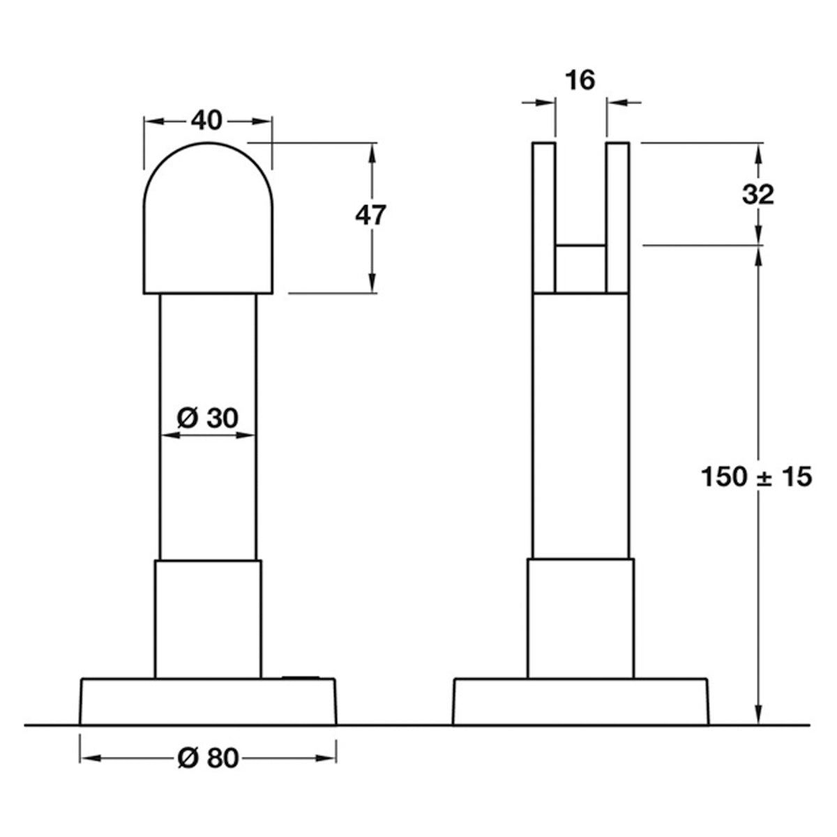 Glass Partition Adjustable Support Satin Stainless Steel Ø80x182mm