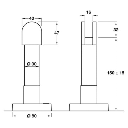 Glass Partition Adjustable Support Satin Stainless Steel Ø80x182mm