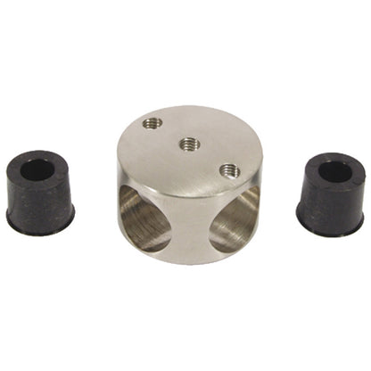 Glass Partition Cross Connector Satin Stainless Steel Ø50mm