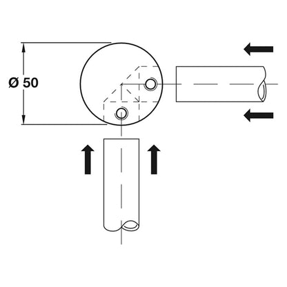 Board Partition Corner Piece Satin Stainless Steel Ø50mm