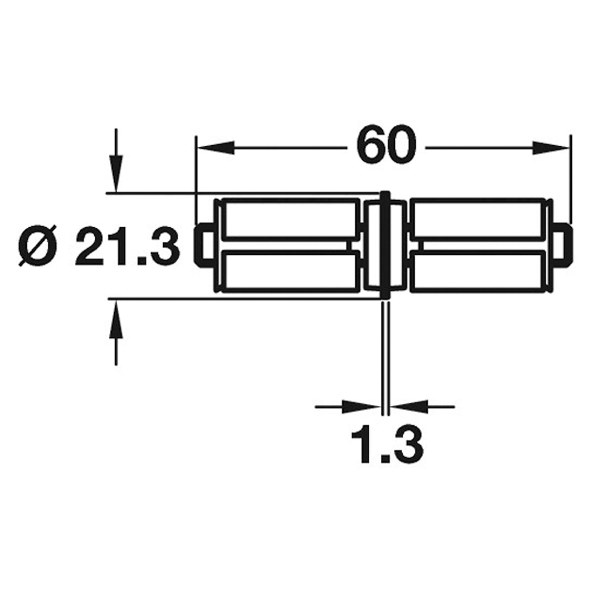 Board Partition Rail Connector Galvanised Steel Ø21.3x60mm