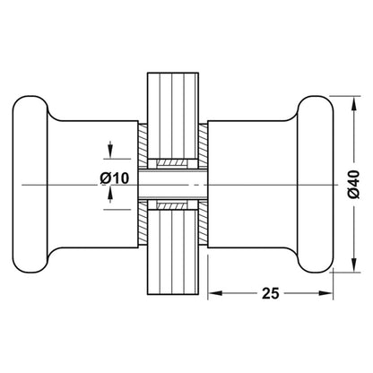 KNOB SET B/B D40x25xD25 BRS/PCP