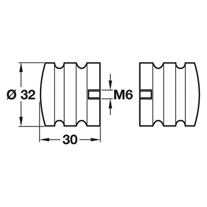 KNOB SET B/B D32x30 BRS/PCP