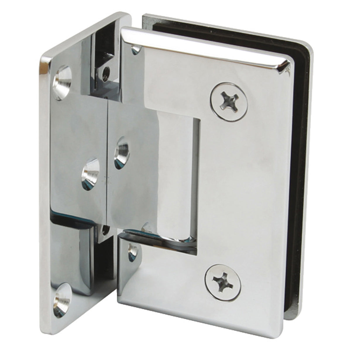 Shower Door Hinge 90° Wall-Glass with Plate Polished Chrome