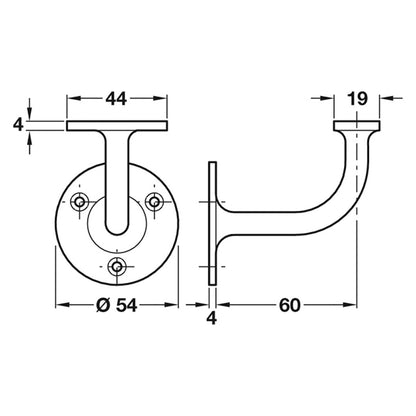 HANDRAIL BRACKET D54x60 PCP