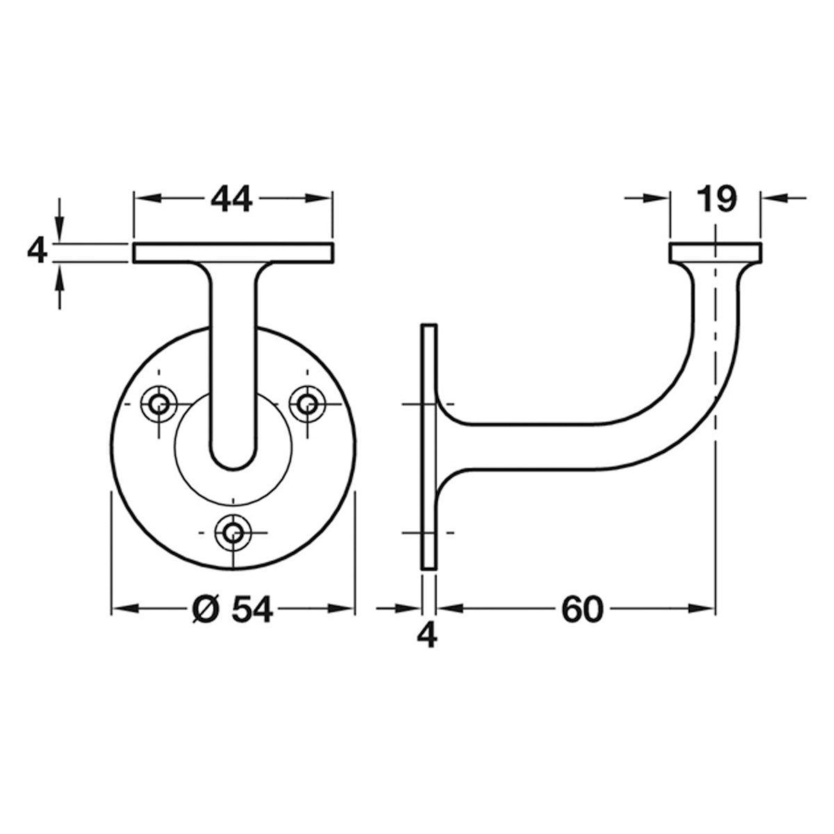 HANDRAIL BRACKET D54x60 PBR