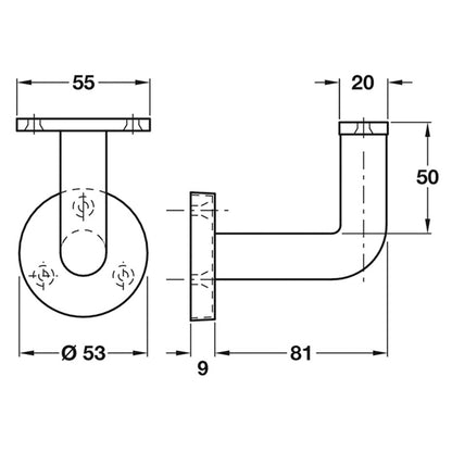 HANDRAIL BRACKET 55x100 SSS