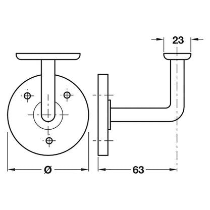 HANDRAIL BRACKET 66x79.5 MS/WHITE
