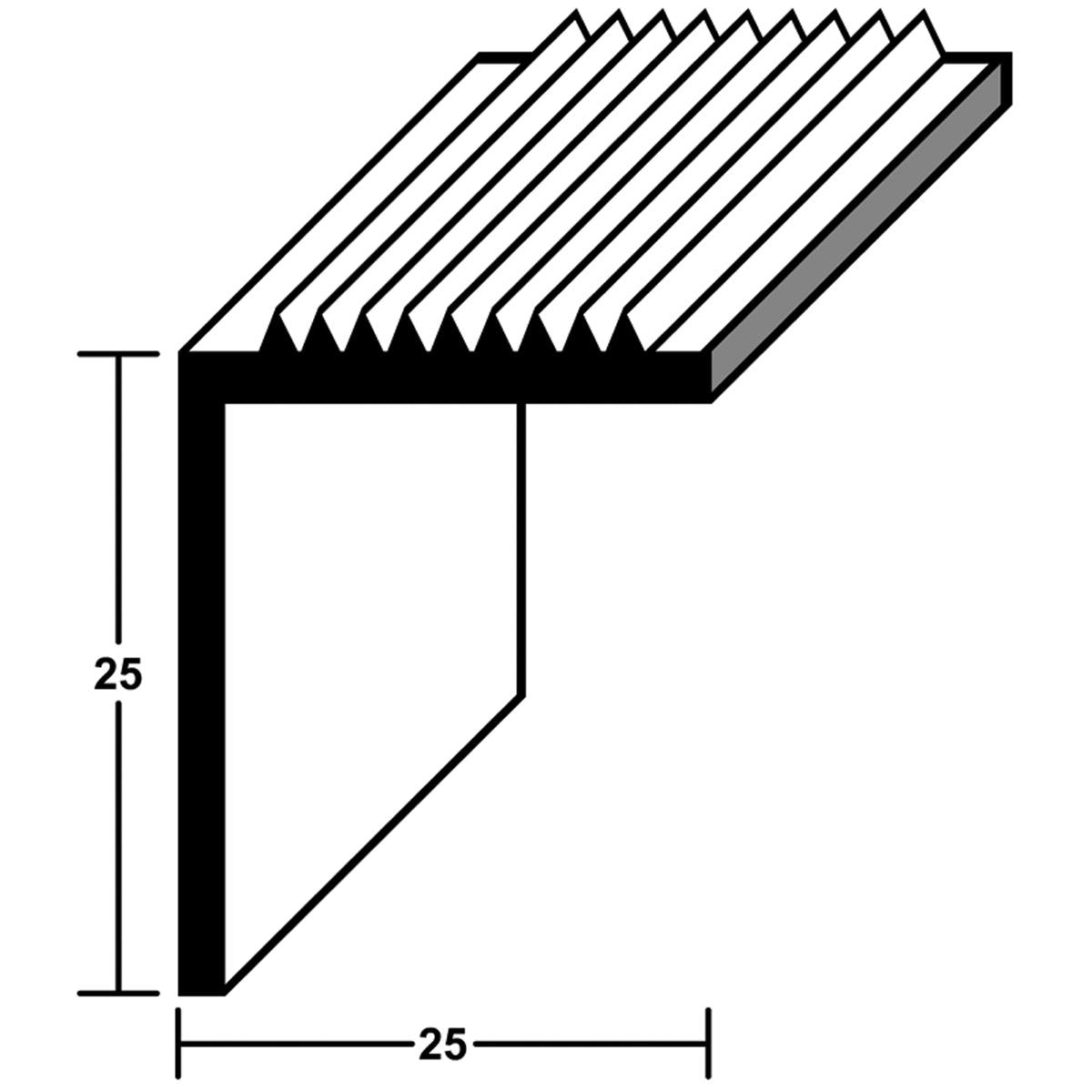 ALU ANGLE RIDGED 25x25x2500