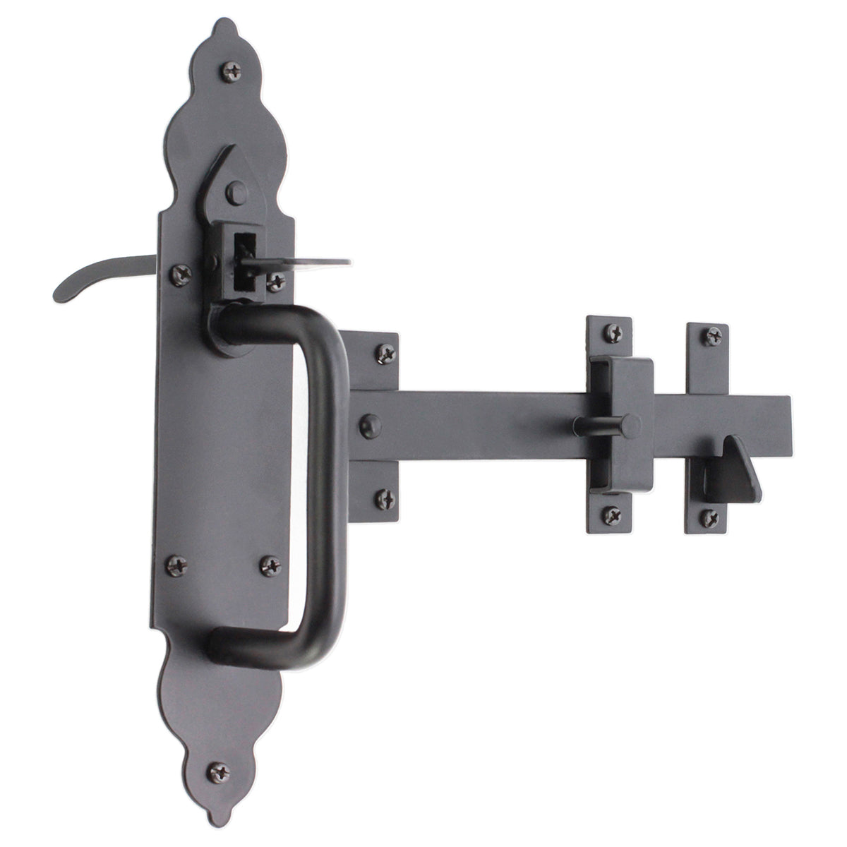 IRON SUFFOLK LATCH GOTHIC 250 BLK by Spira Brass