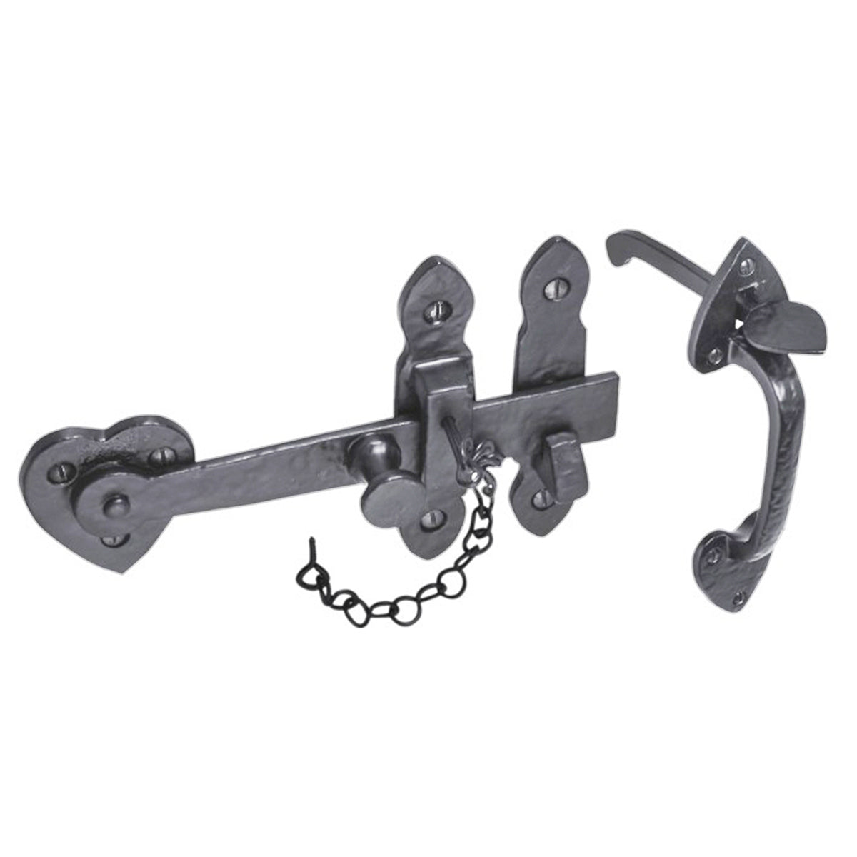 Cottage Thumb Latch Set 200 × 145mm Black – product view – BRS4404BLK