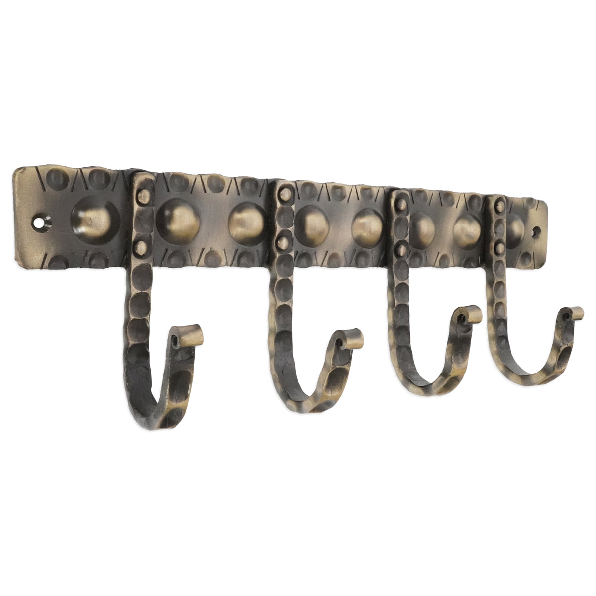 Iron Coat Hook Dotted 4-Hook 60 × 42 × 310mm Antique – product view – BRS610SANT