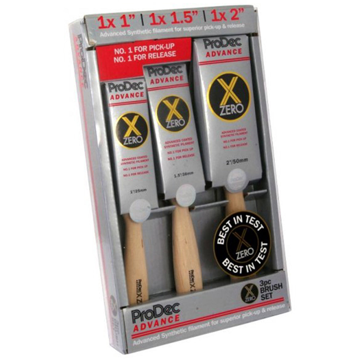 Prodec X-Zero Synthetic Paint Brush Set 3pc