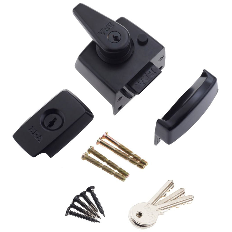 ERA British Standard Nightlatch Narrow 40mm Matt Black | DF1830BL