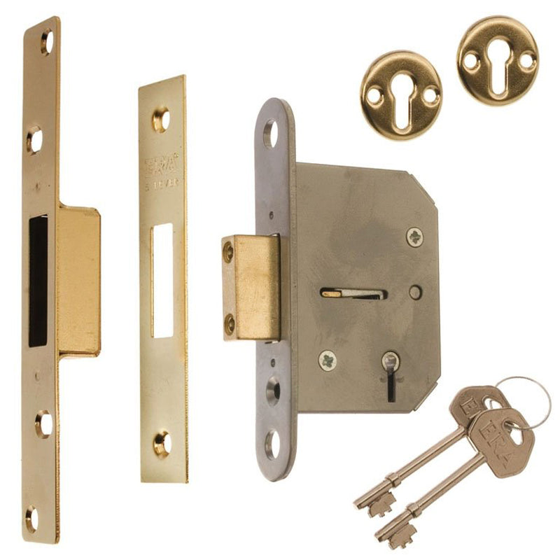 ERA Viscount 5 Lever Mortice Deadlock 64mm Electro Brass | DF201-31