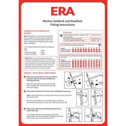 ERA Fortress 5 Lever Mortice Deadlock 64mm Chrome Plated | DF261-61