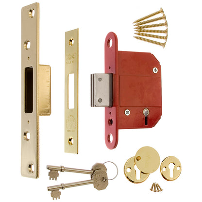ERA Fortress 5 Lever Mortice Deadlock 76mm Electro Brass | DF361-31