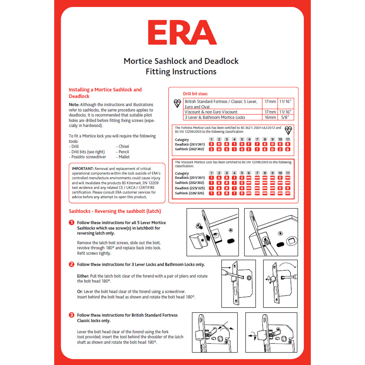 ERA Fortress 5 Lever Mortice Sashlock 76mm Chrome Plated | DF362-61