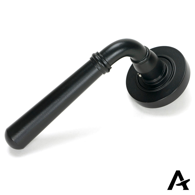 NEWBURY LEVER HANDLE+ROSE SPRUNG PLAIN 53x126x64 MBK - 46459 by MARCHES (ANVIL) ARCHITECTURAL HARDWARE