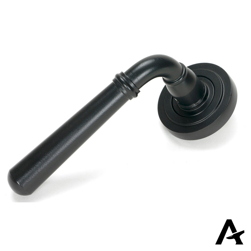 NEWBURY LEVER HANDLE+ROSE SPRUNG ART DECO 53x126x64 MBK - 46460 by MARCHES (ANVIL) ARCHITECTURAL HARDWARE