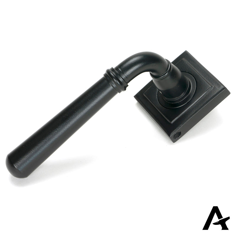 NEWBURY LEVER HANDLE+ROSE SPRUNG SQUARE 53x126x64 MBK - 46462 by MARCHES (ANVIL) ARCHITECTURAL HARDWARE