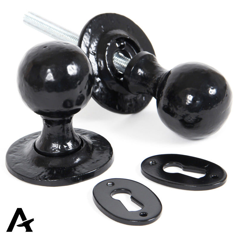 ROUND MORTICE/RIM KNOB 41x70x60 BLK
