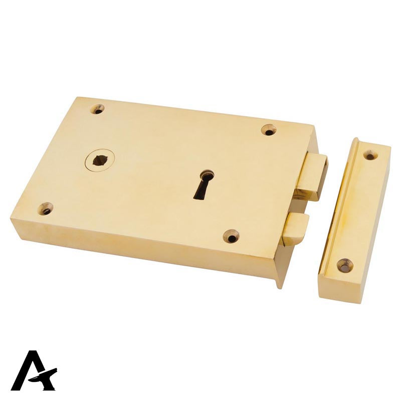 RIM LOCK LARGE LH 180x112x26 PBR - 83585 by MARCHES (ANVIL) ARCHITECTURAL HARDWARE
