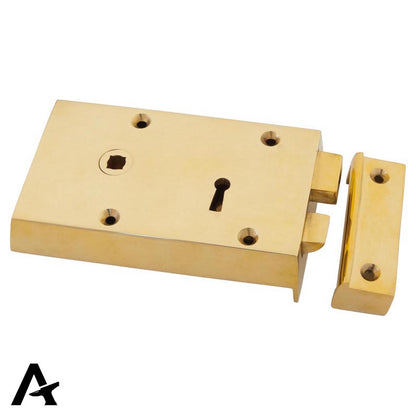 RIM LOCK SMALL LH 140x86x25 PBR - 83577 by MARCHES (ANVIL) ARCHITECTURAL HARDWARE
