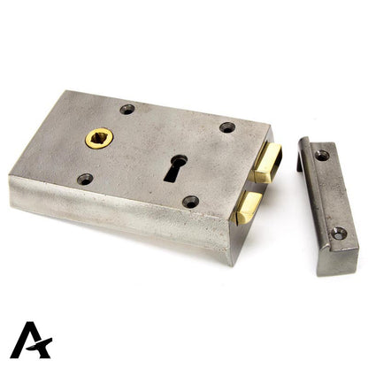 RIM LOCK SMALL LH 140x86x25 IRON - 83583 by MARCHES (ANVIL) ARCHITECTURAL HARDWARE