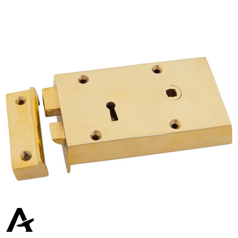 RIM LOCK SMALL RH 140x86x25 PBR - 83580 by MARCHES (ANVIL) ARCHITECTURAL HARDWARE