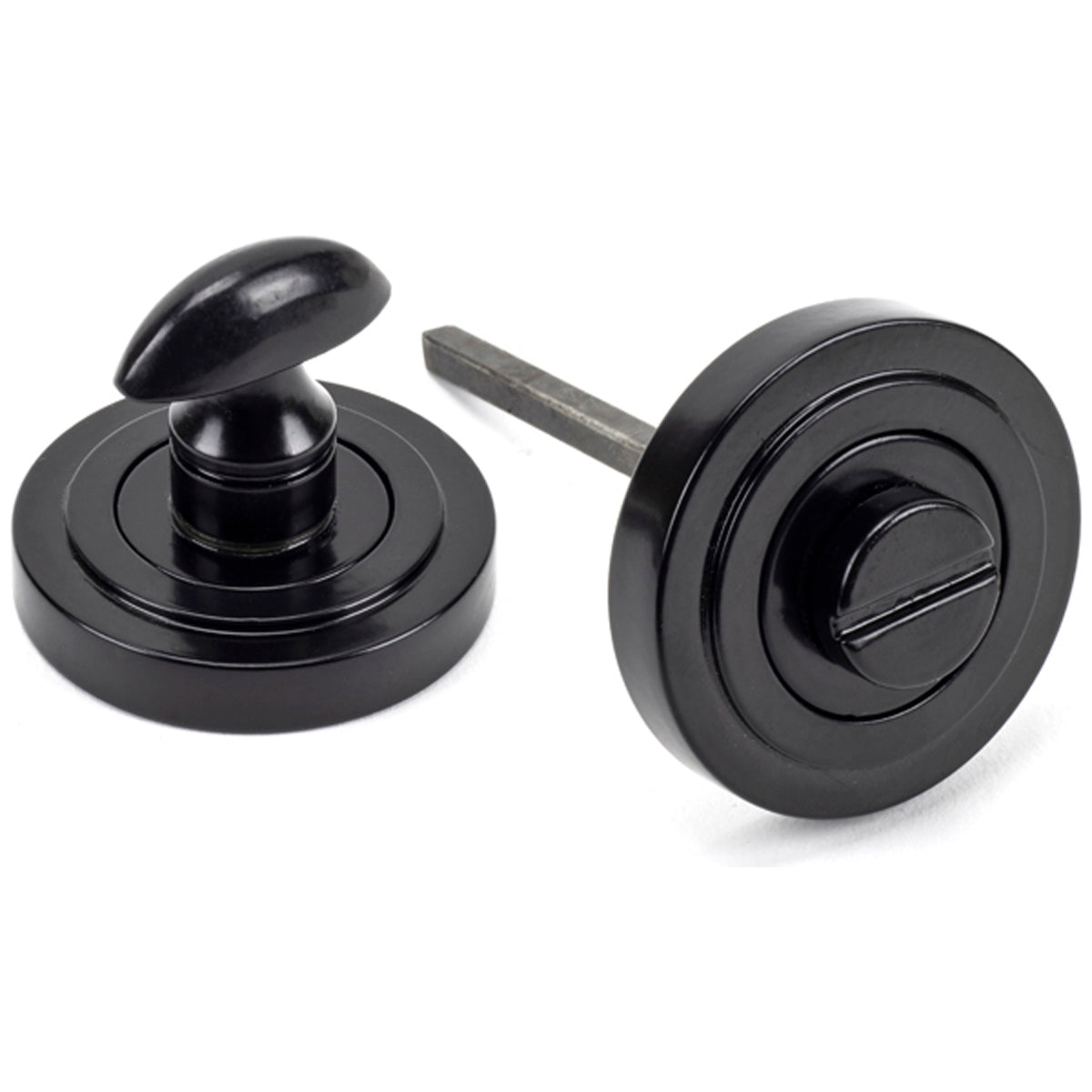 THUMBTURN SET ROUND CNC ART DECO 53x45 BLK