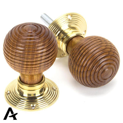 WOODEN BEEHIVE MORTICE/RIM KNOB 54x83x58 RWD/PBR - 91787 by MARCHES (ANVIL) ARCHITECTURAL HARDWARE