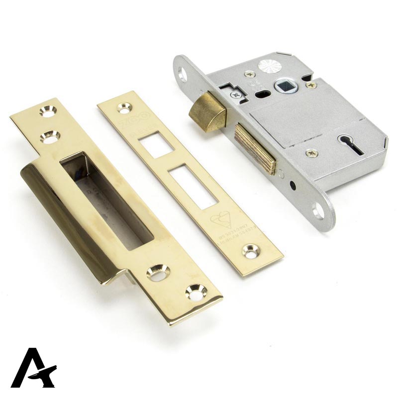 5LEVER SASH LOCK BS44 DIF 64 BRS - 91120 by MARCHES (ANVIL) ARCHITECTURAL HARDWARE