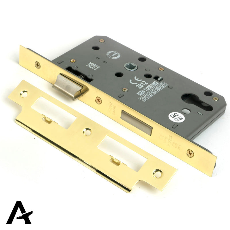 EURO DIN SASH LOCK BS60 72 PBR - 51800 by MARCHES (ANVIL) ARCHITECTURAL HARDWARE