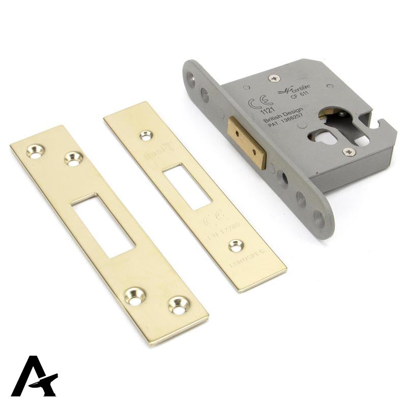 EURO DEAD LOCK BS BS44 64 BRS - 91848 by MARCHES (ANVIL) ARCHITECTURAL HARDWARE