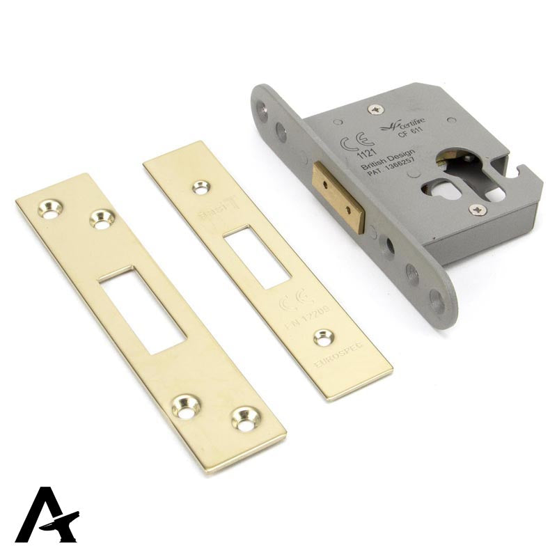 EURO DEAD LOCK BS BS56 76 BRS - 91849 by MARCHES (ANVIL) ARCHITECTURAL HARDWARE