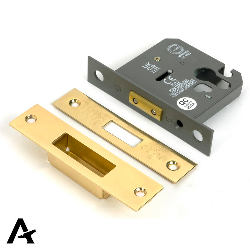 EURO DEAD LOCK BS BS56 76 PBR - 51457 by MARCHES (ANVIL) ARCHITECTURAL HARDWARE