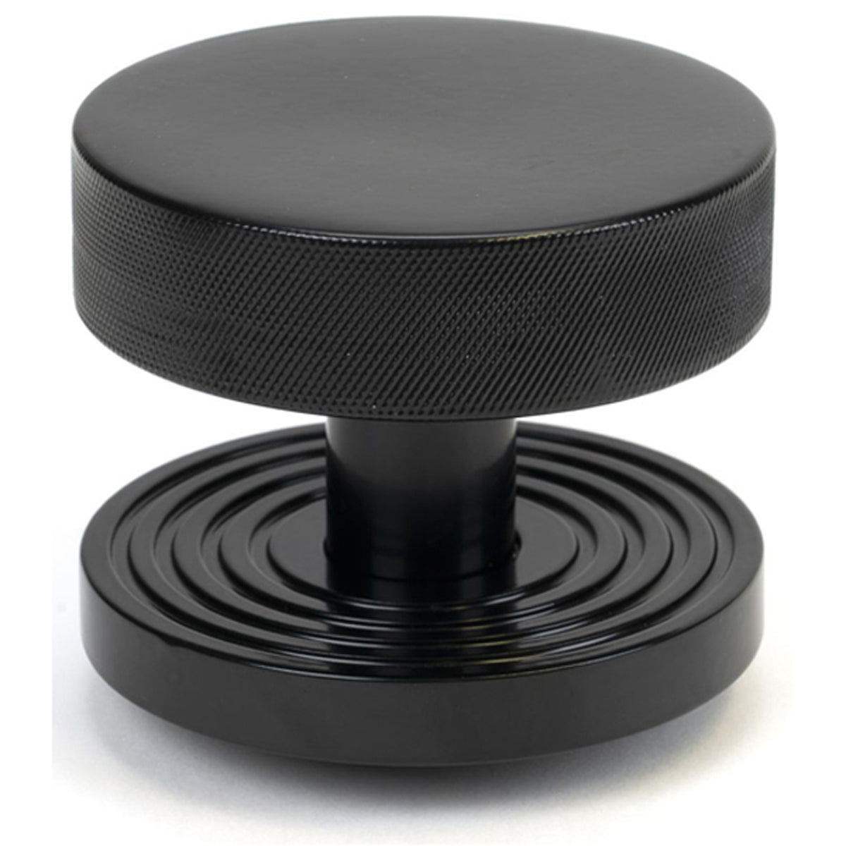 BROMPTON CENTRE DOOR KNOB BEEHIVE 90x70 BLK