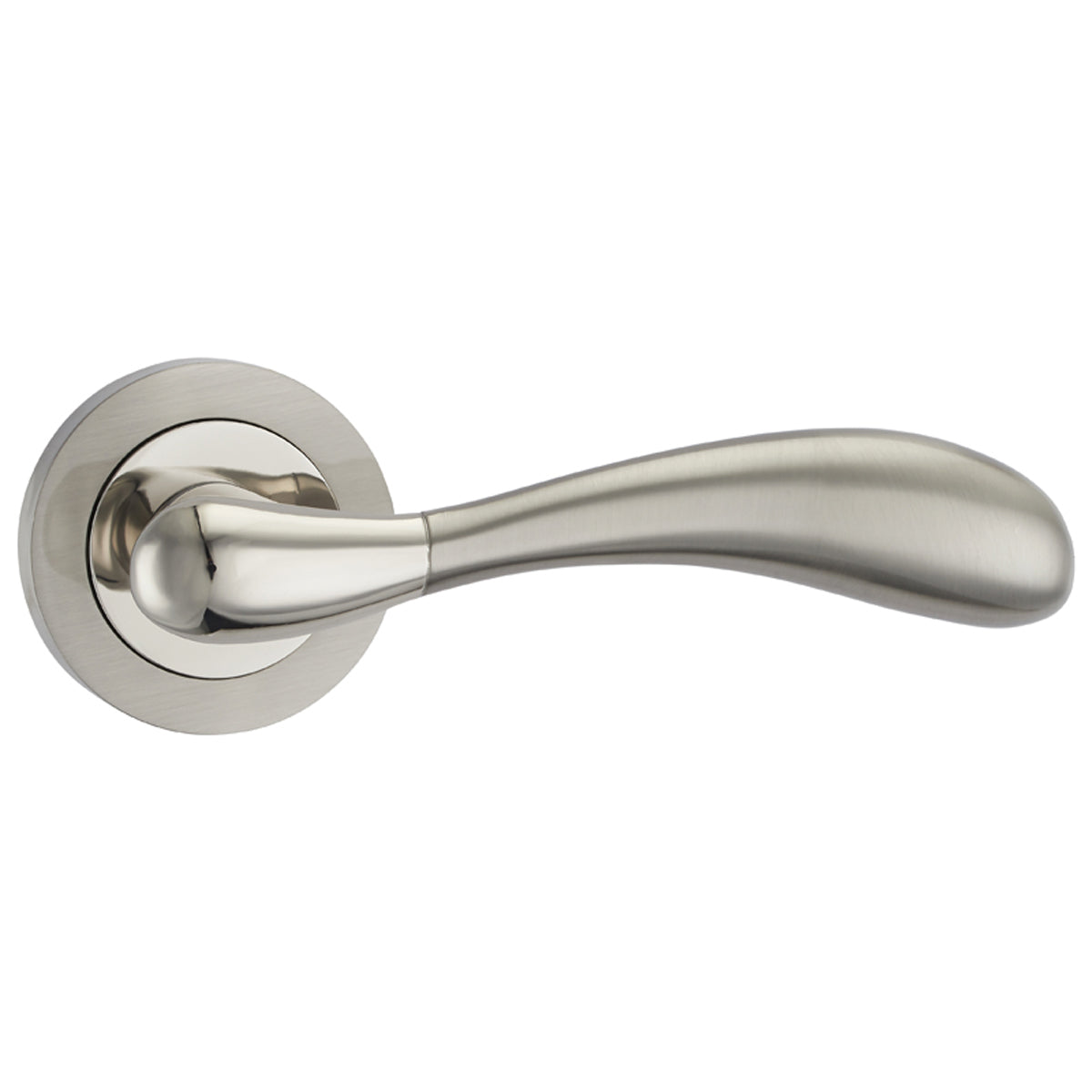 MAYA LEVER HANDLE+ROSE 130x51 SN/NP by LAYDEX (NI) LTD